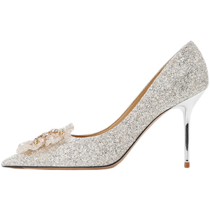 Nuevos Estilos de Zapatos de Tacón Alto con Punta en Pico y Brillantina Blanca con Pedrería para Mujer, Zapatos de Novia Glamurosos - Product Image 4