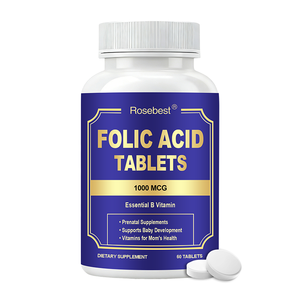 Tabletas Vegetarianas de Ácido Fólico de 1000mcg (1667mcg DFE) de Marca Privada, Sin GMO, Sin Azúcar, Suplemento Prenatal para Antes del Embarazo - Product Image 1