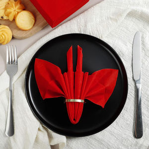 Lot <span class=keywords><strong>de</strong></span> 50 serviettes jetables en tissu rouge avec poche intégrée pour couverts, serviettes en tissu pour Noël, mariage, dîner ou fête - Product Image 5