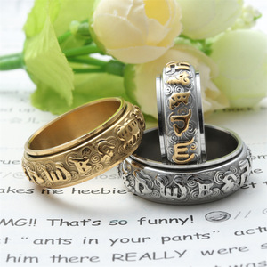 Titanium Steel Rotating <b>Ring</b> With Letter Pattern Unisex Fashion Jewelry Silver Color 23019 - Product Image 3