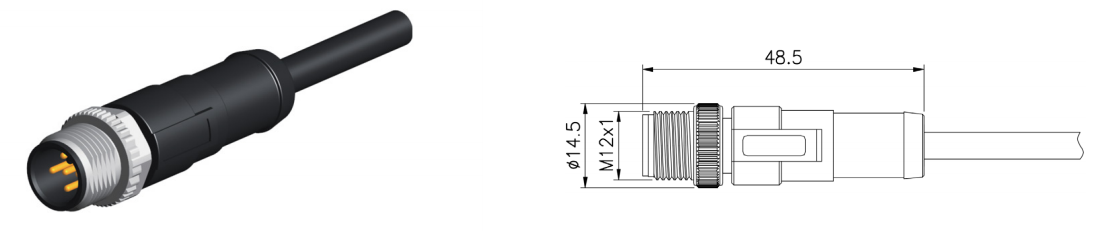 Female M12 Waterproof Connector D Sub To M12 A Code 5pin Connector For Automotive