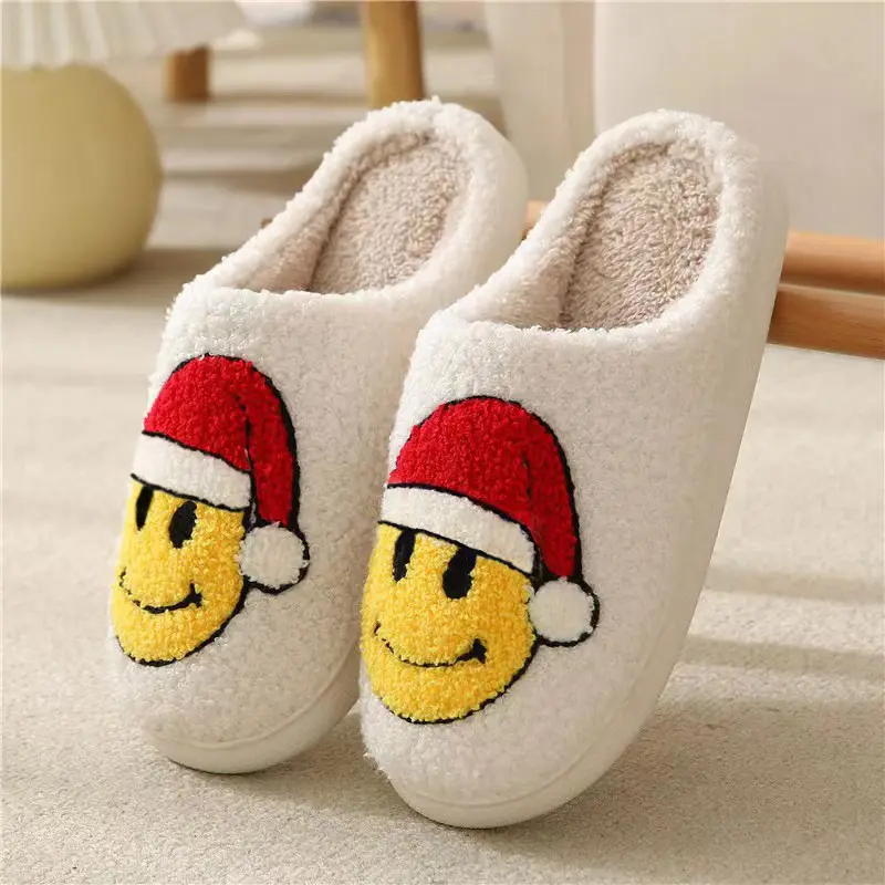 Neue Produkte Familien feier Weihnachts pantoffeln Lächelndes Gesicht Warme Hausschuhe Home Smiley Hausschuhe