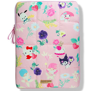 Housse d'ordinateur portable matelassée et rembourrée 15-16 pouces, motif floral et chatons, pour ordinateur portable et accessoires - Product Image 1