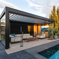 China Factory Price Custom Outdoor Waterproof Sunproof Motorized Gazebo <strong>Aluminum</strong> Frame <strong>Pergola</strong> With Adjustable Louvers Roof