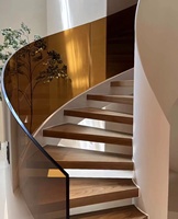 Escalier intérieur moderne haut de gamme VIKO en fer forgé avec rampe en verre pour villa