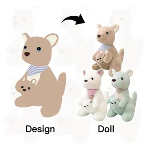 custom logo mother baby kangaroo plush toys hand made super soft cute stuffed animal for kids
