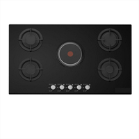Cuisinière à gaz encastrable 90 cm avec 4 brûleurs et 1 plaque électrique, en verre trempé, pour cuisine - Fabrication OEM/ODM
