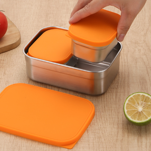 Boîte à lunch hermétique en acier inoxydable 304 avec couvercle en silicone, fournie par l'usine, pour le bureau, boîte à lunch portable, récipient alimentaire en métal - Product Image 2