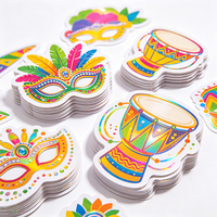 Autocollants de fête de carnaval Haoxuan, graphiques décoratifs holographiques en PVC pour masques et danseurs de tambour, multicolores, brillants, découpés sur mesure