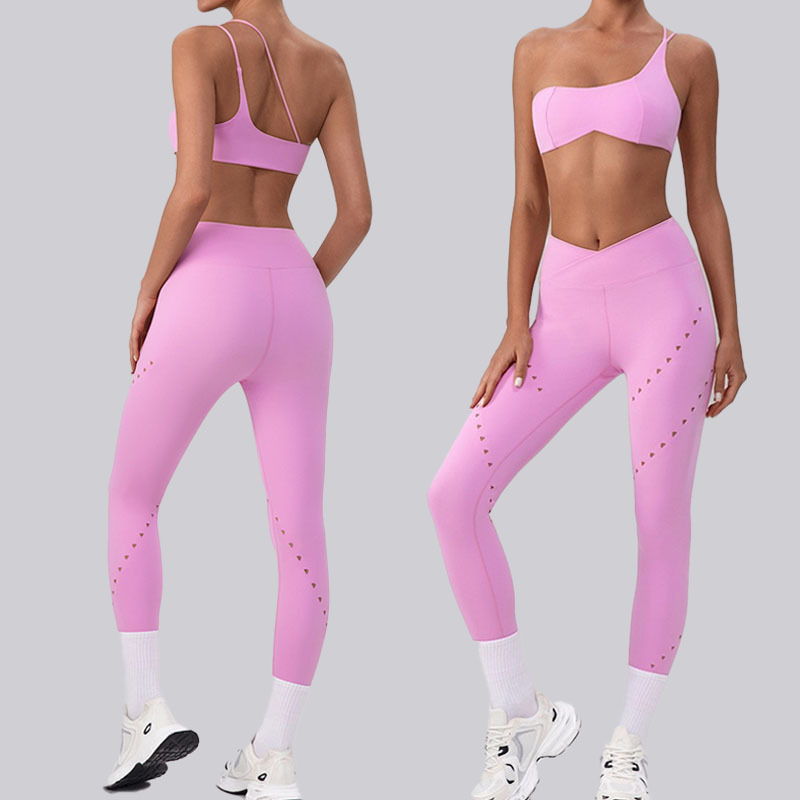 Women's 2-Piece Yoga Set Quick Dry Fitness Breathable Halter Bra High Waist Butt Lift V-shaped Pants Leggings Solid Front