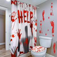 Rideau de douche effrayant pour Halloween, 72''*72'', imperméable, résistant à la moisissure, en tissu polyester, avec 12 crochets