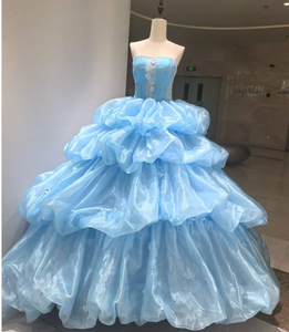 S3018Y 2026 Nuovo Arrivo Abito da Ballo Senza Spalline Blu <span class=keywords><strong>Elegante</strong></span> per <span class=keywords><strong>Compleanno</strong></span>/Festa di Quindicenniata Abito da Sera Principessa - Product Image 1