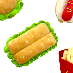 New Hamburger Family Bucket Set Puppy Dog <b>Plush</b> Toy Pet Doll Voice Toy - Product Image 3