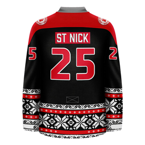 새로운 디자인 100% 폴리에스터 원단 OEM 서비스 승화 아이스하키 웨어 어글리 크리스마스 커스텀 하키 저지 - Product Image 2