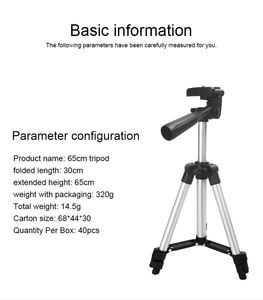 HOT Sale 3110 Lightweight Sliver Tripod With 65Cm With Phone Holder, Ring Light And Smart Phone,Selfie <span class=keywords><strong>The</strong></span> Photos - Product Image 6