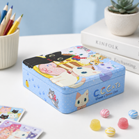 Boîte de rangement en fer blanc épaissi de forme carrée, de qualité alimentaire, avec motif de dessin animé personnalisé, gaufrage, recyclable, taille personnalisée, pour bonbons et friandises