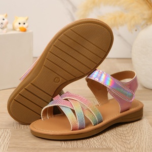 Sandali estivi da ragazza con punta aperta, intrecciati, piatti, stile romano, da spiaggia, casual, per esterni - Product Image 2