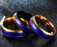 Vente Flash : Bagues de Couple Tendance en Acier Inoxydable 6mm à Changement de Couleur Géométrique (7 Couleurs) – Bague d'Humeur