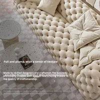 Italienische minimalist ische Mond oberflächen creme Wabi-Sabi Style Frosted Velvet Sofa Set Internet Celebrity Home Straight Row Bett