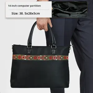 Op maat gemaakte logo bedrukking Echt lederen laptoptas merken Aktetas Canvas Vergadering Borduurwerk Op maat gemaakte verwerking Ontwerpen Nieuwe modellen - Product Image 6