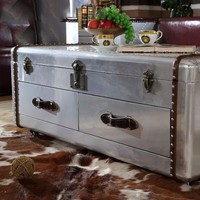 Table basse en aluminium de style aviateur, design industriel antique, salon, meubles de maison