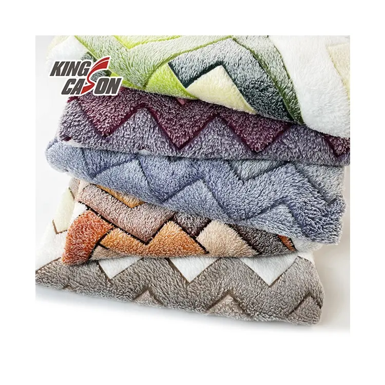 Kingcason सस्ते कीमत 100% पॉलिएस्टर ताना बुनाई कस्टम रंग एक साइड मूंगा ऊन कपड़े व्यापक रूप से इस्तेमाल किया