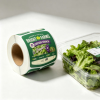 Étiquette personnalisée en rouleau pour emballage de légumes biologiques, étiquette pour boîte de salade fraîche, produits cultivés en serre sans pesticides, adhésif