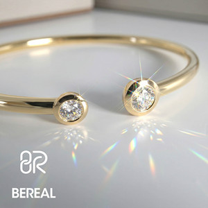 Pass Diamond Tester VVS Moissanite Open <b>Bangle</b> Custom Round Cut Biamond 925 Silver 18K Gold Plated <b>Bracelet</b> Fine Women Jewelry - Product Image 2