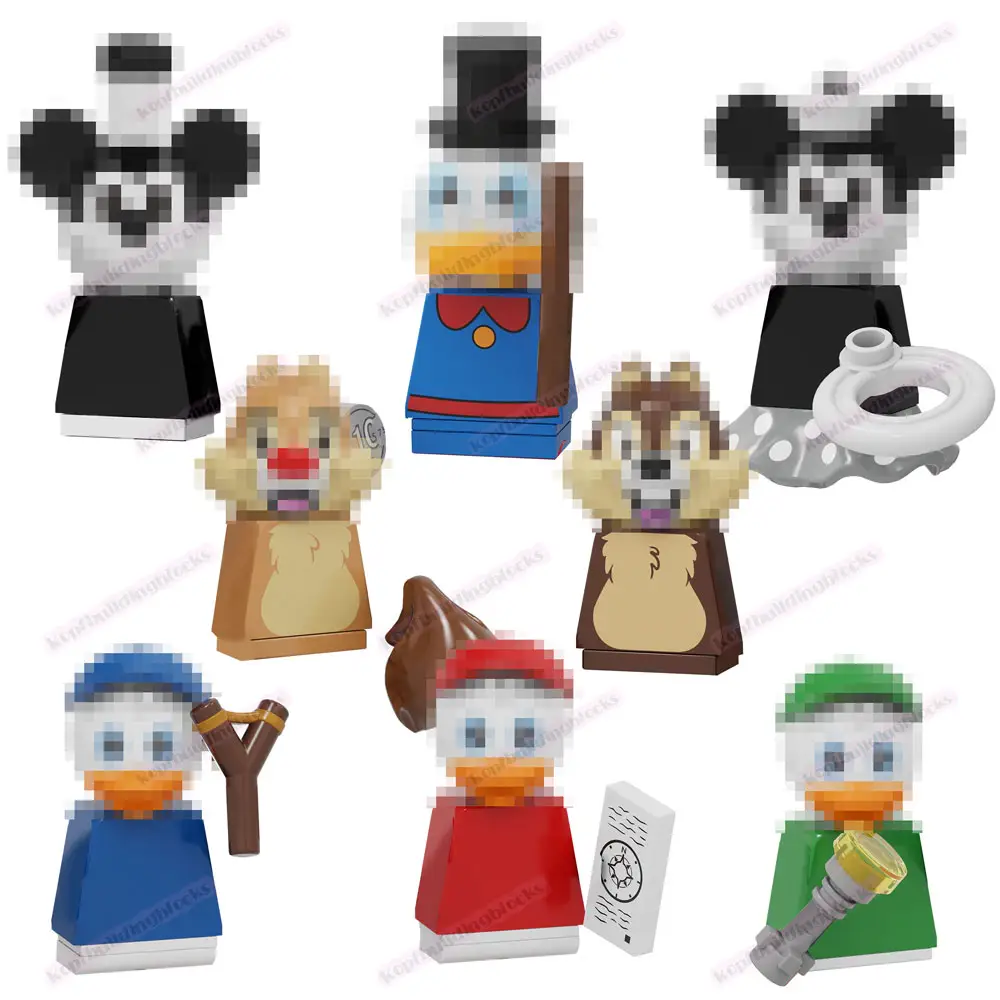 PG8279 Cartoon Dewey Louie Mick Mouse Tamias Huey Duck Wholesale Custom Kids Educational Building Block Figure Plastic Toy