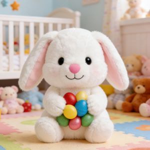 Peluche Lapin Blanc Mignon à Oreilles Tombantes avec Rembourrage en Polyester et Coton PP, Design Animal Créatif, Cadeau d'Anniversaire pour Enfants - Product Image 4