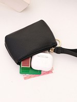 Dompet Koin Kulit PU Grosir Cetak Logo Kustom, Dompet Kartu Kecil, Penutup Ritsleting, Tas Genggam Mini dengan Tali, Tas Vintage untuk Penggunaan Sehari-hari