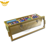Plateau à jetons dorés YH pour plateau de rangement de jetons de poker en métal à double couche Baccarat
