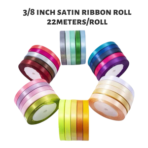 Rubans en satin colorés de 3/8 pouce en gros pour emballage cadeau, bouquets de fleurs, mariage, logo personnalisé, ruban cadeau simple face - Product Image 2