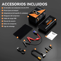 Mini démarreur de batterie 12V 2800A avec éclairage LED et gonfleur de pneus portable pour voiture, camion, moto – Kit d'urgence personnalisable avec logo