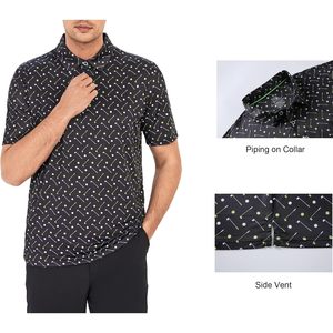 Polo de Golf Personalizado para Hombre, de Secado Rápido, con Estampado, Manga Corta, Diseño en Negro, Verde y Blanco - Product Image 3
