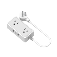 Mini Multiprise en Cuivre ABS avec 2 Prises CA, 1 Prise CC, 2 Ports USB-C, Protection contre les Surtensions 20W PD, Câble de 1,5m/2m, Indice de Protection IP20, 100-240V pour Bureau
