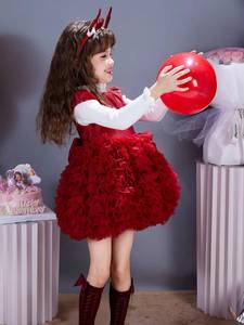 Robe courte à manches courtes en maille moelleuse de haute qualité pour filles, nouveau design, idéale pour les fêtes d'anniversaire des enfants - Product Image 6