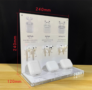 Espositore in Acrilico Trasparente per AirPods e Auricolari Wireless, Supporto <span class=keywords><strong>da</strong></span> <span class=keywords><strong>Scrivania</strong></span> con Logo Personalizzato, Nuovo Design - Product Image 2