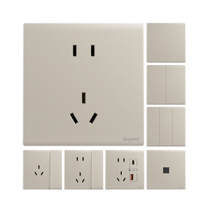 <span class=keywords><strong>Prise</strong></span> murale Jian Yue Series Platinum Gold 16A/10A USB Type-C IP20 en matériau PC ignifuge, simple <span class=keywords><strong>et</strong></span> élégante - Product Image 1