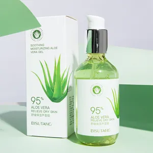 BISUTANG-botella de Aloes naturales 200 puro, crema calmante para acné, crema de etiqueta privada a granel, Gel orgánico de Aloe Vera, 95% g