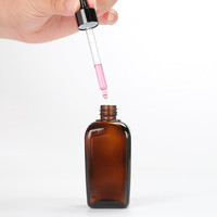 Forme carrée 10ml 20ml 30ml 50ml 100ml bouteille d'huile essentielle en verre brun ambré avec compte-gouttes