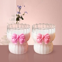 Tasse à café en verre borosilicate rose résistant à la chaleur, couleur unie, style girly, sans poignée ni couvercle, pour infusion de thé