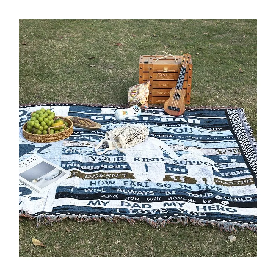 Nuovo Design della coperta da arazzo con Design Jacquard a righe coperta tessuta geometrica per il campeggio da Picnic