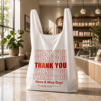 Op maat bedrukte 1/8 formaat BEDANKT T-shirt poly transparante plastic boodschappentas voor supermarkt/voedsel met logo