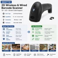 Escáner de Código de Barras Inalámbrico 2D QR 6800TYW de Alta Sensibilidad para Códigos de Barras 1D, Lee Pantallas Móviles, USB 2.4G para Comercio Minorista y Almacenes