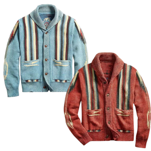 Suéter Cardigan de Punto para Hombre, Marca Brandour, Otoño/Invierno, Nuevo, Estilo Vintage, Jacquard, Manga Larga, Cuello Solapa, Antiarrugas, Poliéster/Algodón - Product Image 1