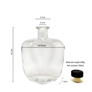 Verre d'exportation professionnel 700ml pour bouteille en forme de pomme avec bouche en liège et fond épais pour whisky brandy <span class=keywords><strong>vodka</strong></span> et tequila - Product Image 3