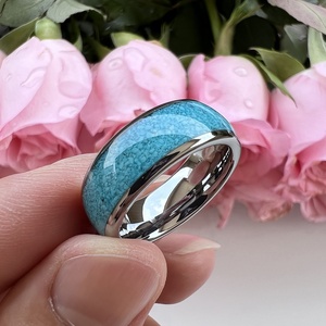 <span class=keywords><strong>Bague</strong></span> en tungstène 8 mm Coolstyle pour hommes et femmes, incrustation de <span class=keywords><strong>turquoise</strong></span> concassée, bijoux de mode, alliance de fiançailles et de mariage - Product Image 5