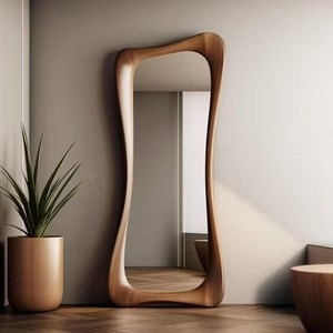 Specchio Inclinato RAINHOU di Tendenza <span class=keywords><strong>con</strong></span> <span class=keywords><strong>Cornice</strong></span> Artistica Irregolare in Legno Massello per Camera da Letto Minimalista e Arredamento <span class=keywords><strong>con</strong></span> Accenti Naturali - Product Image 1