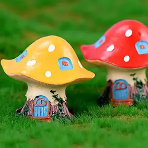 Tiny Toadstools High Quality Miniatures for Figurines Moss Terrarium Fairy Garden Accessory Rainbow Mini Mushrooms
